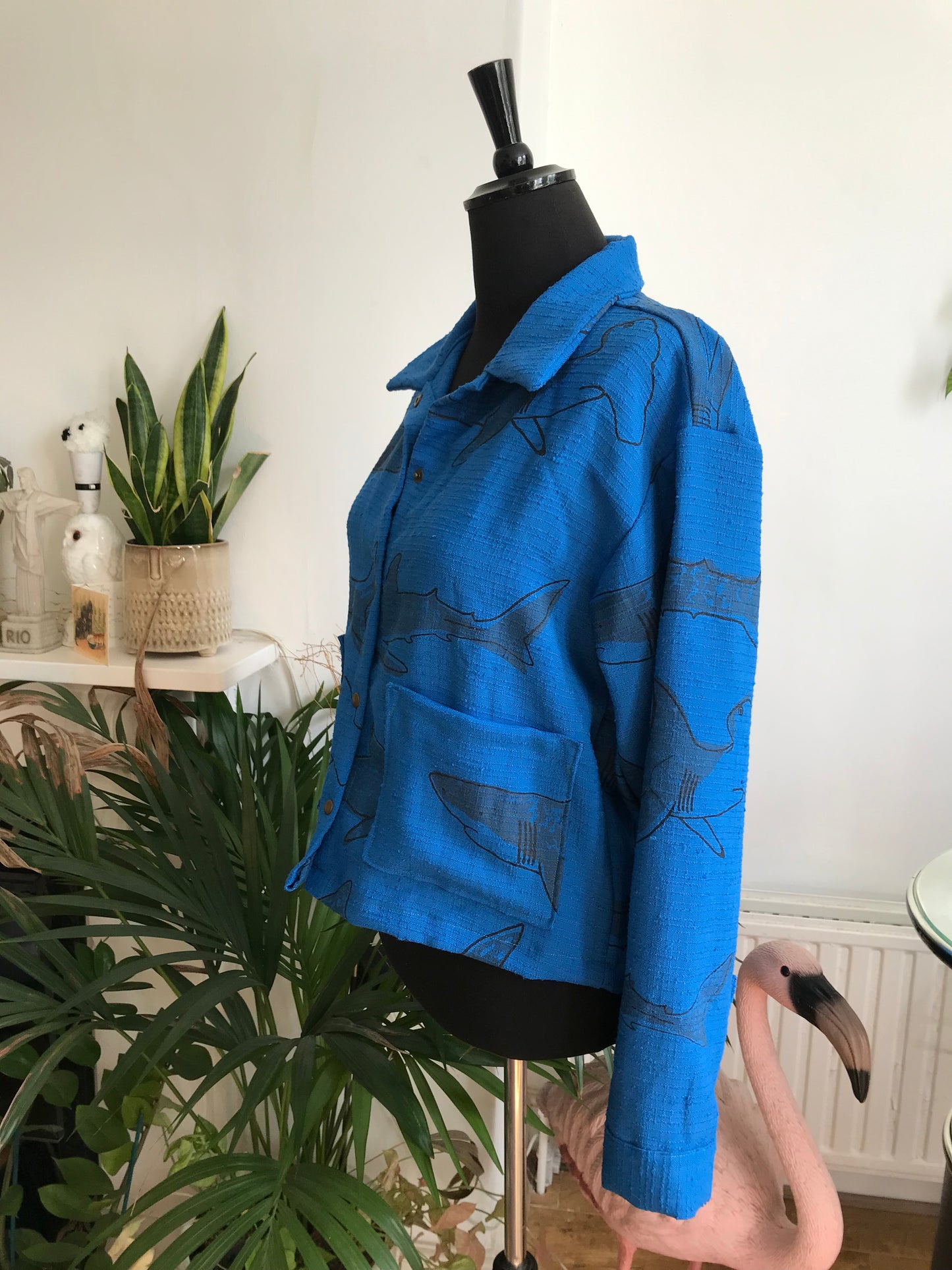 Royal Blue Shark Print Jacket Small