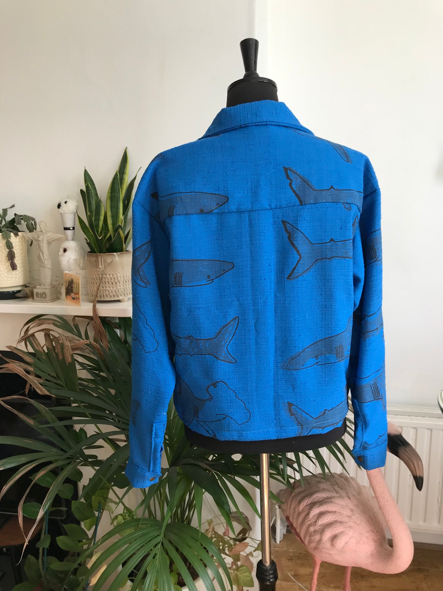 Royal Blue Shark Print Jacket Small
