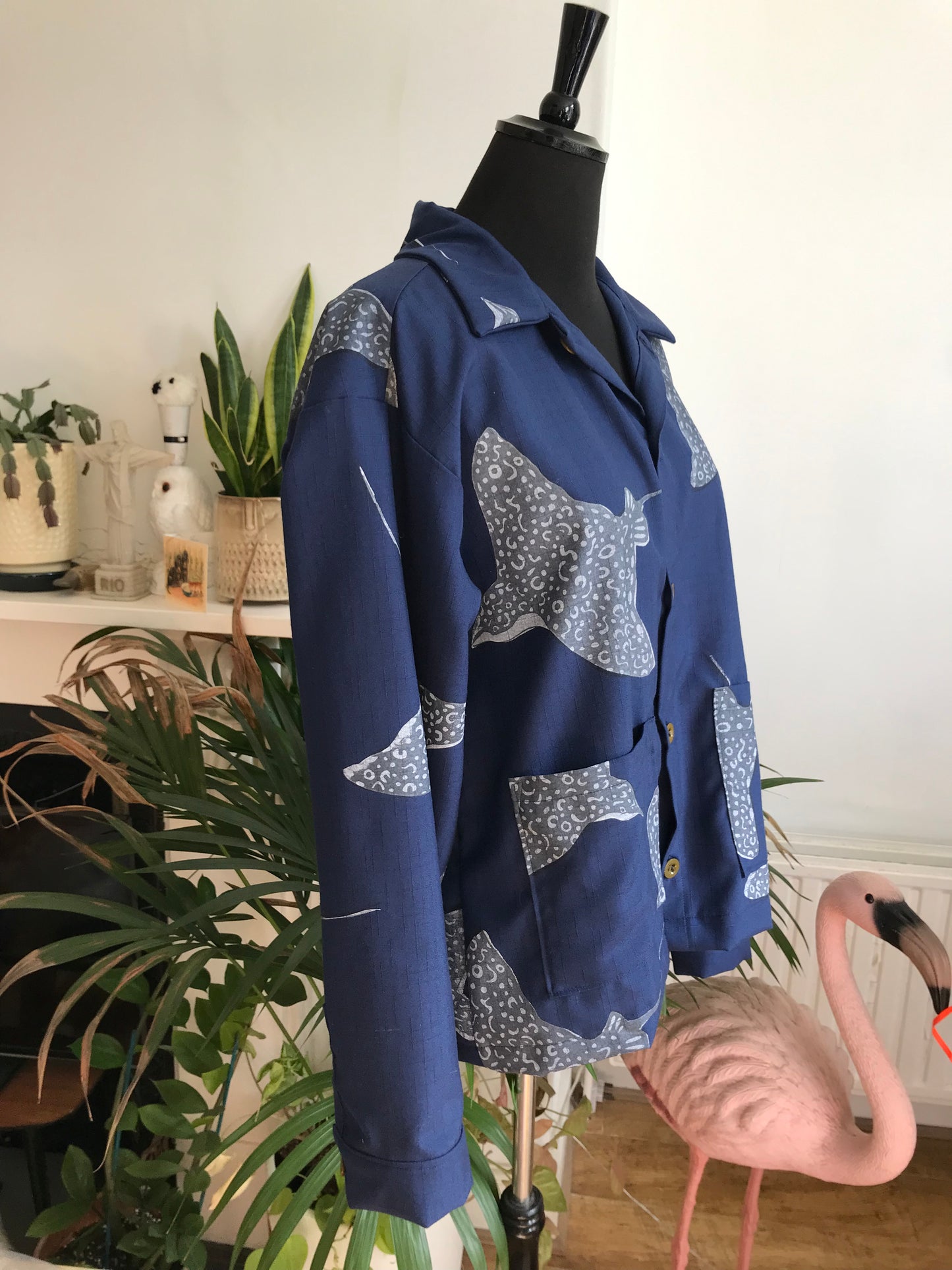 Navy Spotted Eagle Ray Jacket Large