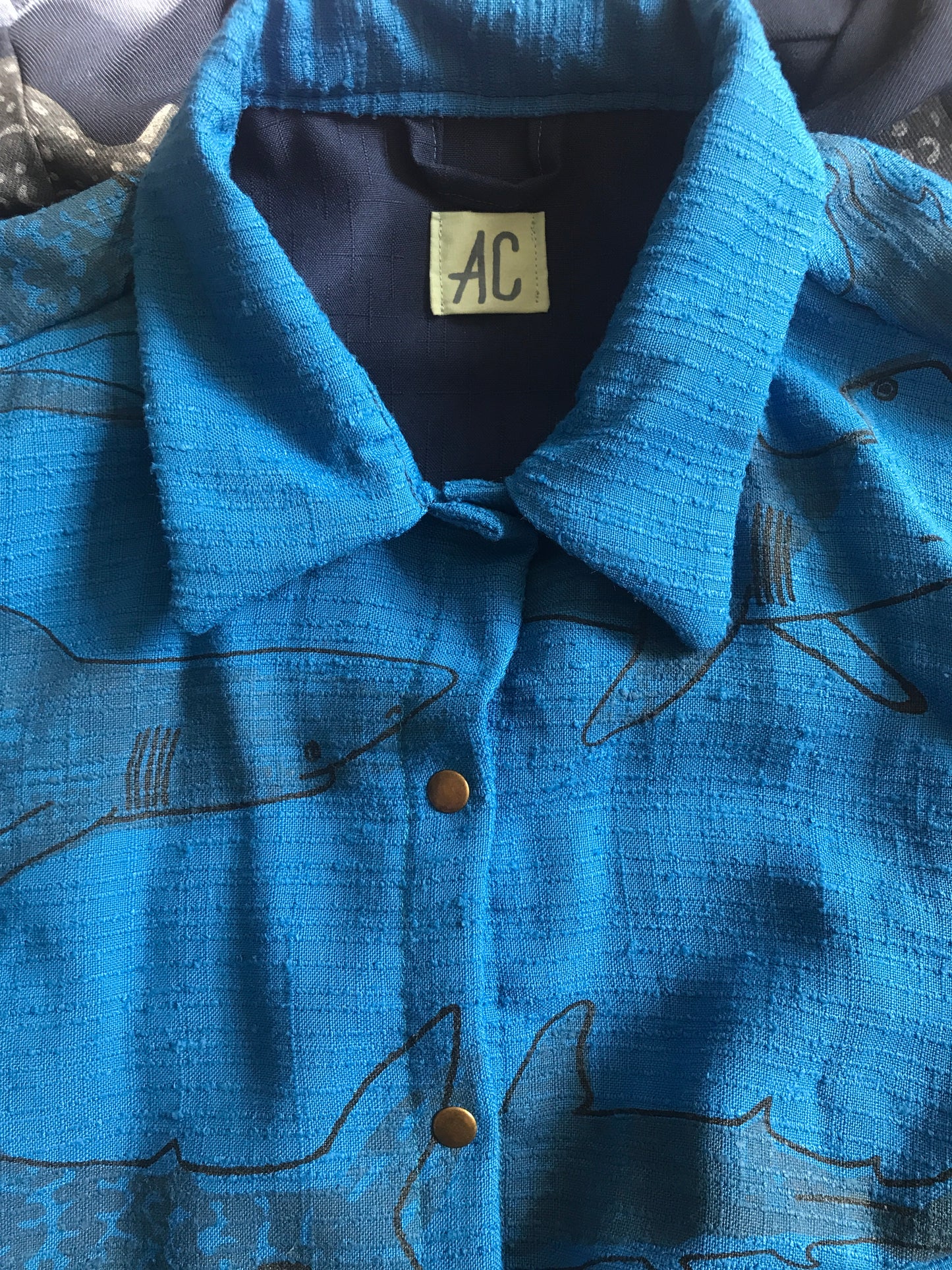 Royal Blue Shark Print Jacket Small