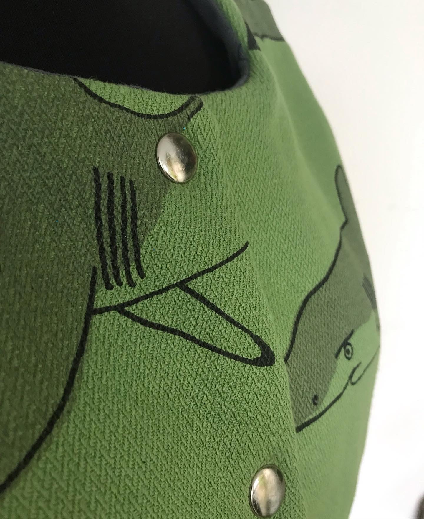 Fabric close up Green Shark Print Bodywarmer
