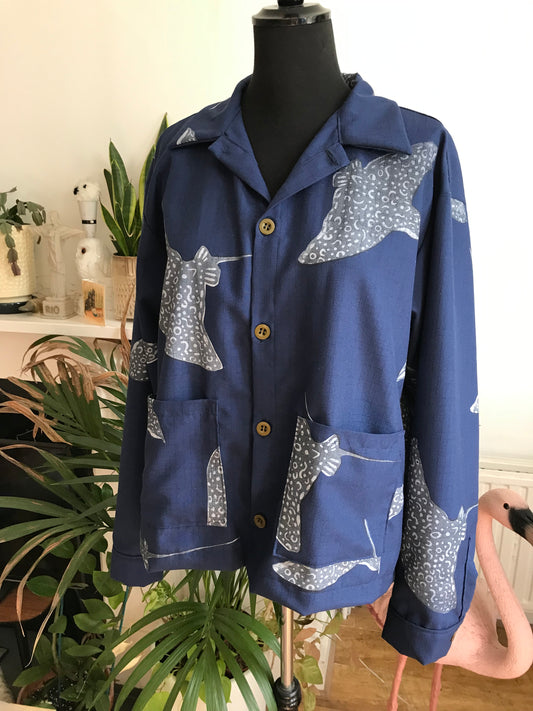 Navy Spotted Eagle Ray Jacket Large