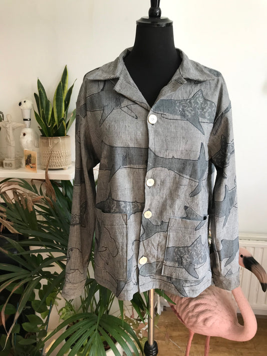 Grey Shark Print Jacket Medium